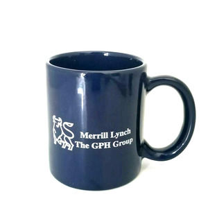 Merril Lynch Bull Logo The GPH Group Blue White Mug Coffee Cup Promo Financial